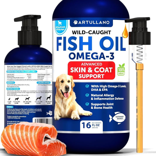 Fish Oil for Dogs - 16 OZ - Salmon Oil for Dogs - Liquid Omega 3, EPA & DHA