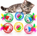 Cat Toys 6 Pack for Indoor Cats & Kittens, Metal Cage Balls with Mice & Bells, Colorful Jingle Bell Ball Toys, Interacti