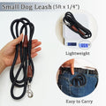 WYuZe 5ft Puppy Leash for Small Dogs, 1/4" Thin Rope Dog Leash with Easy to Use Hook, Lightweight Lead for Cat/Small Pet Walking Training,10 Colors, Black