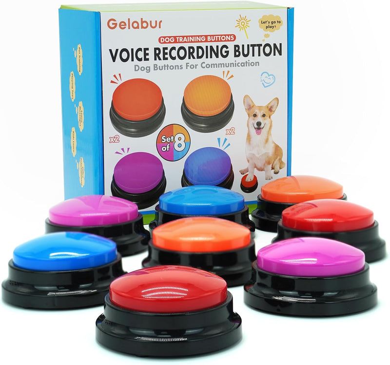 Gelabur Set of 8 Dog Buttons for Communication, Voice Recordable Buttons for Classroom, Dog Training Talking Buttons Sta