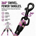3 Dog Leash for 1-3 Dogs, Multiple Dog Leash, 360° Swivel No Tangle, Purple