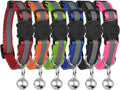 Reflective Cat Collar with Bell, Set of 6, Solid & Safe Collars for Cats, Nylon, Mixed Colors, Pet Collar, Breakaway Cat