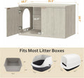 Homhedy Cat Litter Box Enclosure, Modern Fluted Accent Cat Washroom Furniture, Pet House, Fit Most of Litter Box,Cream Gray