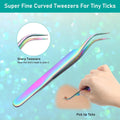 COITEK 3 in 1 Tick Remover Kit, Stainless Steel Tick Remover Tweezers Tools Set for Pet Dog, Cat, with Storage Box (Colorful)