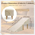 Split Ottoman Dog Ramp for Couch and Low Bed, 2-in-1 Foldable Dog Stairs for Small Dogs and Cats, Wooden Pet Ramp with N