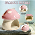 Betta Fish Tank Accessories, 4.33" Ceramic Mushroom Aquarium Decor, Pink