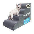 PAWSCRAT Pet Stairs for Dogs 4-Step, 19.6" H Pet Stairs for High Bed, Couch Sofa & Chair, 30D Material Soft Foam Dog Steps with Non-Slip Bottom Surface Removable Washable Cover, Grey