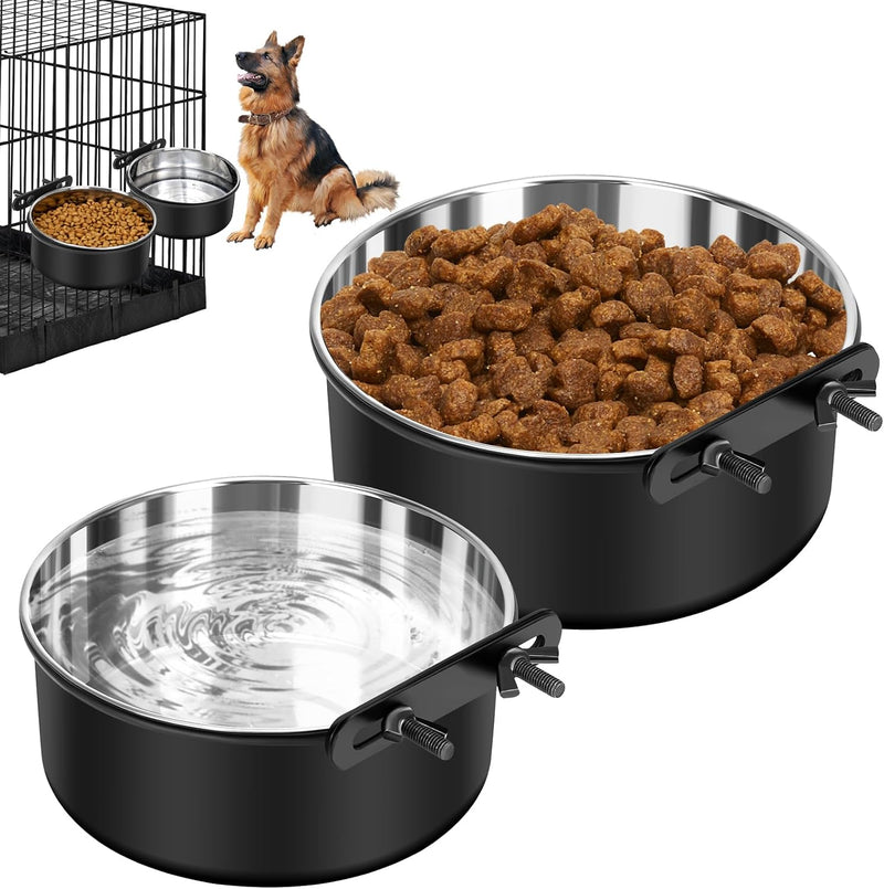 Crate Water Bowl No Spill, 2 Pack Dog Crate Bowls Hanging, Kennel Dog Water Food Bowls Mountable, Pet Cage Accessories F