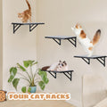 Cat Wall Shelves Set of 4, Purrfect Cat Furniture Set - 4 Piece Wooden Wall Shelves with Scratching Pad, Sleeping & Play