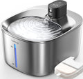 FEELNEEDY Wireless Cat Water Fountain Stainless Steel with Sensor, 4000mAh Battery Operated, 4L/135fl oz Pet Water Fount