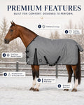 Horse Blanket 600D Ripstop Winter Turnout Blanket, 250 GSM Polyfill, 100% Waterproof & Breathable, Cold Weather Horse Bl