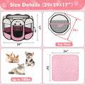 Dog Cat Playpen Indoor Outdoor for Puppy Pet Dogs Cat Recovery After Surgery, Dog Tent Crates Cage Indoor/Outdoor, Portable Pop Up Kennel with Carrying Case for Travel (Pink with Pad, Small)