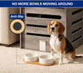 Ceramic Small Dog and Cat Bowls-Set of 2 Pet Dishes with Non-Slip Wood Tray