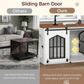 MAHANCRIS Dog Crate Furniture, 31.5" Farmhouse Dog Kennel with Sliding Barn Door, Wooden Dog Cage for Small Medium Dogs, Decorative Pet House Side End Table, Chew-Resistant, White and Walnut DCBA9601