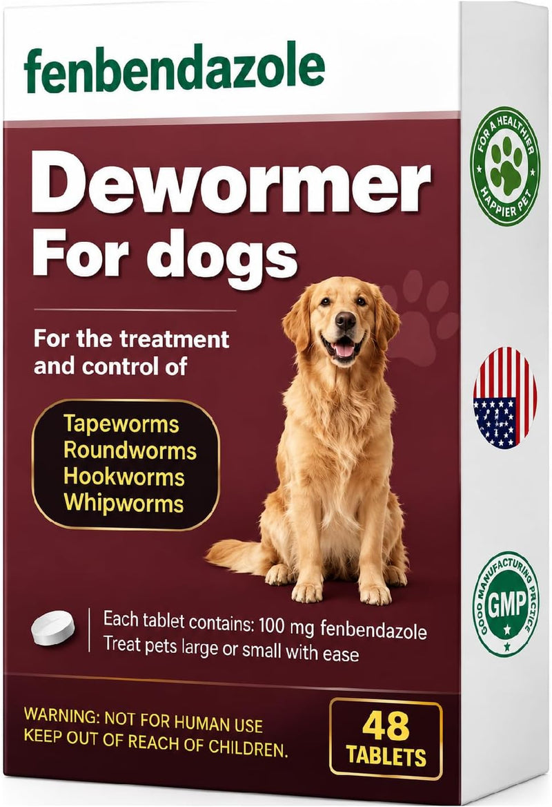 Dewormer for Dogs, Dog Dewormer for All Wormers, Roundworms, Tapeworms, Whipworms and Hookworms, 48 Count