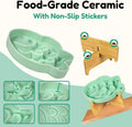 Elevated Slow Feeder Cat Bowl with Stand, 6.3" Ceramic Fish Maze Cat Food Bowl, Raised Whisker Friendly Wide Shallow Cat