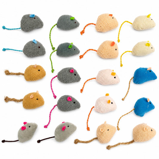 Haourlife 20-Pack Catnip Mouse Toys - Assorted Colors, Plush Mice with Catnip, Interactive Cat Toys for Indoor Kittens & Adults, Durable Cat Teaser Set