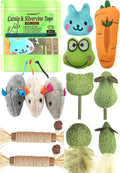 Kidpet 12 Pack Catnip & Silvervine Cat Toys — Organic Catnip Balls, Mice, Plush Kicker & Chew Sticks for Kittens & Adult Cats — Stress Relief, Teeth Cleaning, Hairball Aid, Indoor Interactive Play