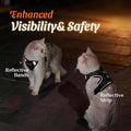 Dooradar Cat Harness and Leash Set, Escape Proof Soft with 3 Adjustable Buckles, Comfortable Vest Easy to Wear Kitten Harness with Reflective Strip, Safe for Outdoor Walking, Black, S