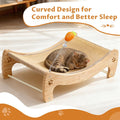 Cat Scratcher Bed with Interactive Carrot Toy - 3-in-1 Wooden Sisal Scratching Pad, Hammock Lounge & Play Center for Indoor Cats - Furniture Protector, Solid Wood Frame (Extra Large)
