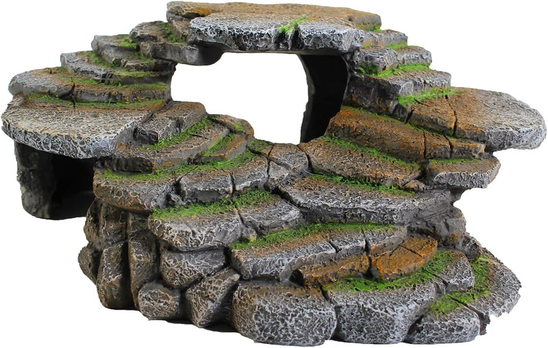 PENN-PLAX (REP183) Reptology Shale Scape Step Ledge & Cave Hideout – Decorative Resin for Aquariums & Terrariums – Great