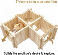 Wooden Hamster Hideout House with Platform, Bowl & Ladder