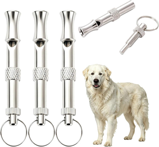 3 Pack Silent Dog Whistles, Adjustable Dog Training Whistle, Silver