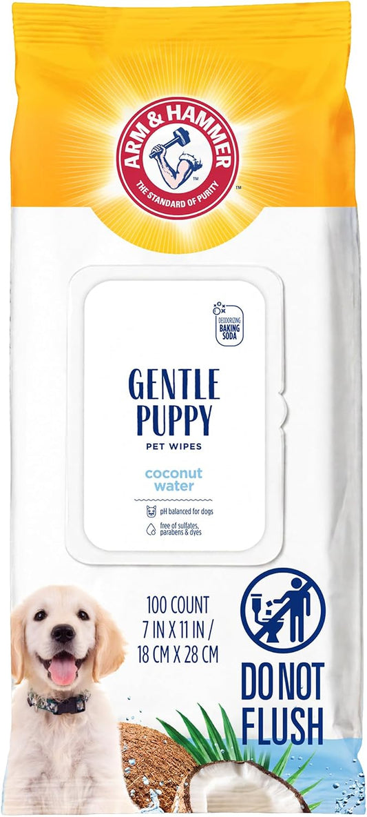 Arm & Hammer Puppy Grooming Wipes, Coconut Water, 100 Count