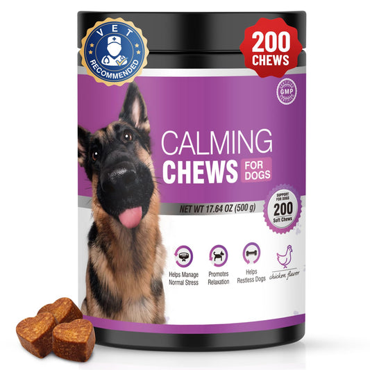 Calming Chews for Dogs 200pc Dog Calming Treat and Bites with Melatonin - Anxiety and Stress Relief Treats for Dogs Puppy Sleep Aid Calm Dog with Noise,Thunder, Barking, Separation,Chewing
