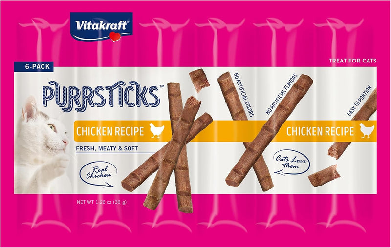 Vitakraft PurrSticks Cat Treat, Chicken Recipe, 6 Count