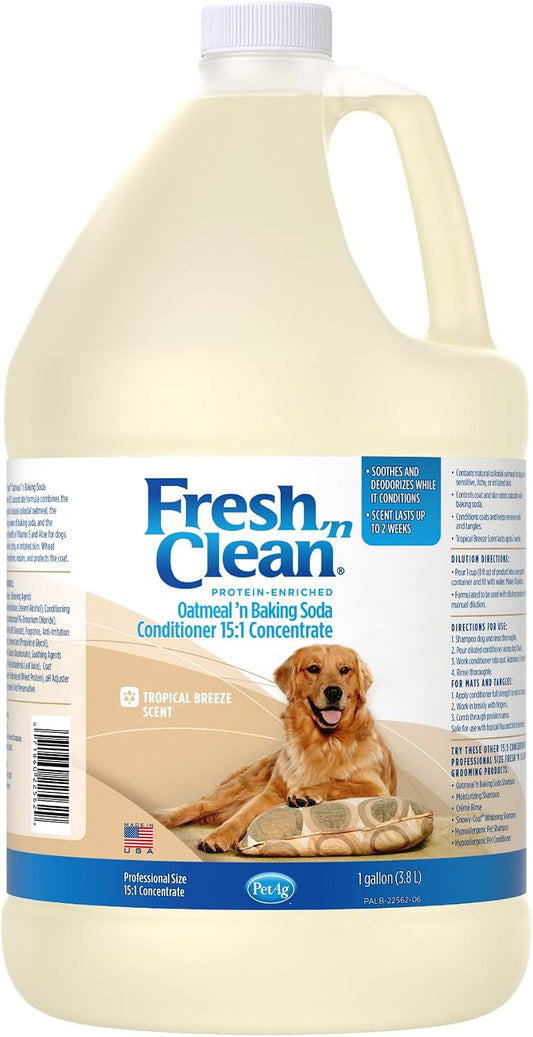 Pet-Ag Fresh ’n Clean Oatmeal ’n Baking Soda Conditioner, Tropical Breeze Scent (15:1 Concentrate) - 1 Gallon - Gently C