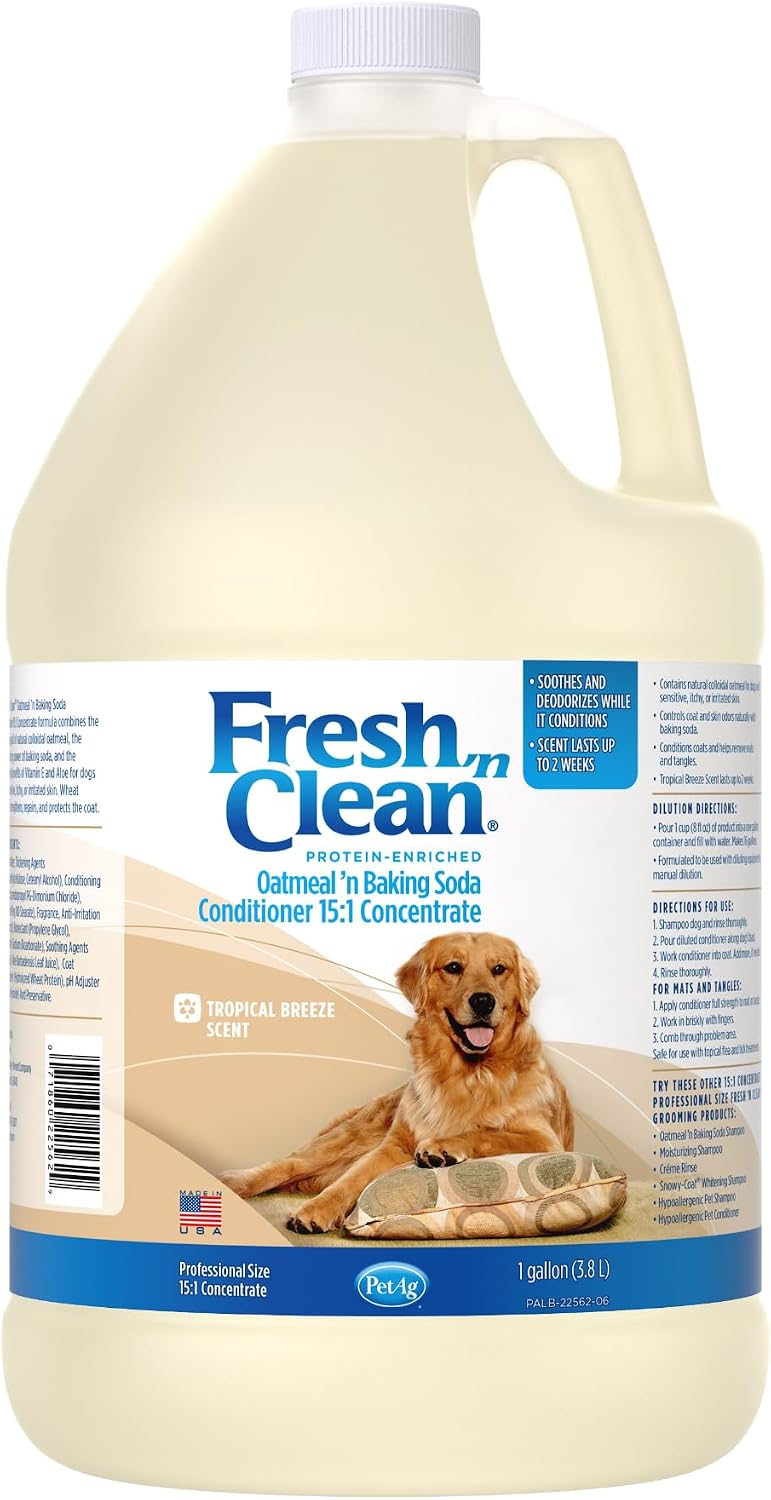 Pet-Ag Fresh ’n Clean Oatmeal ’n Baking Soda Conditioner, Tropical Breeze Scent (15:1 Concentrate) - 1 Gallon - Gently C