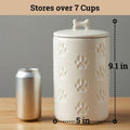 Dog Treat Container Airtight - 5 Inch Wide x 9 Inch Tall Ceramic Dog Treat Jar for Kitchen Counter with Airtight Lid - 7 Cup Capacity Pet Treat Container - Cute Doggie Cookie Jar - Big Treats Canister