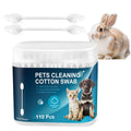 110 Pcs Pet Dry Cotton Swabs Clean Ear Double-Headed Gourd-Shaped Dried Cotton Buds with Storage Box Gentle Grooming for Dogs Cats