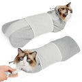 Supet Cat Grooming Wrap for Cutting Nails, Self-Adhesive Anti-Scratch Swaddle with Bite-Proof Mesh Hood & Thick Waist Strap Anti-Escape Bag for Nail Trimming, Medication, Ear Cleaning (Grey M)