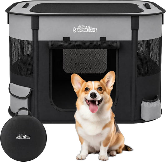 Portable Dog Cat Playpen, Foldable Dog Crate Kennel Tent for Puppy, Cat and Rabbit with Carring Case for Indoor/Outdoor 