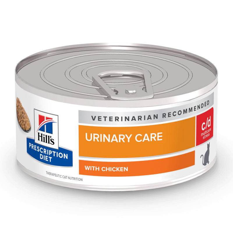 Hill's Prescription Diet c/d Multicare Stress Urinary Care Wet Cat Food, Chicken, 5.5 oz. Cans, 24-Pack