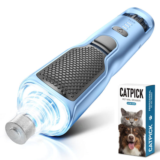 7-Speed Dog & Cat Nail Grinder with Light - Ring LED Safe to Avoid Overcut, Quiet Low Vibration & Powerful Fast, Cordless Rechargeable Toenail Trimmer for Small & Large Puppy & Breeds Paws(Blue)