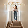 43 inch Tall Safety Baby Gate Adjustable 29.7-45.2inch Extra-Wide Metal Baby Gate Drill-Free Pressure-Mount Installation