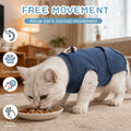 Gyuzh Cat Surgery Recovery Suit for Female Male Cats - Breathable Cone Alternative. Easy-Pull Recovery Suit with Adjustable Neck & Snap Closure for Spay Neutering, Anti-Licking Wound Care Blue L