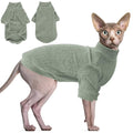 Idepet Sphynx Hairless Cats Sweater Shirt Kitten Soft Puppy Clothes Pullover Cute Cat Pajamas Jumpsuit Cotton Apparel Pet Winter Turtleneck for Cats and Teacup Chihuahua Small Dogs(Green,L)