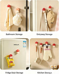 2Pcs Towel Hook Mushroom Shaped Hanger with Rolling Ball Towel Holder Wall Clip