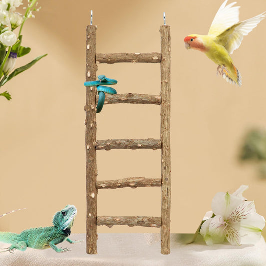 Natural Pepper Wood Parrot Ladder - Bird Climbing & Chewing Toy, Cage Accessory for Parrots, Parakeets, Cockatiels