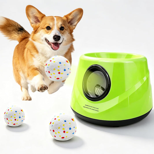 Dog Ball Launcher, Automatic Dog Ball Thrower Machine for Small Medium Dogs, Rechargeable Interactive Fetch Toy with 3 A