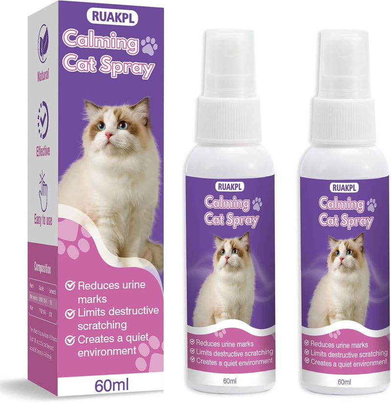 Cat Calming Spray 60 ML 2 Pack Calming Solution for Cats Cat Pheromone Spray Reduces Stress Anxiety Scratching Calming S