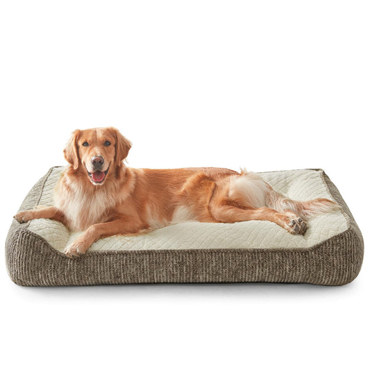 JOEJOY XL Orthopedic Dog Beds Large Sized Dog, Extra Thick Supportive Big Dogs Couch Bed with Sides, Ultra Soft Pet Bed Sofa for Large Dogs, Beige, 42inch