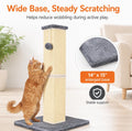 YULOYI Cat Scratching Post for Large Indoor Cats & Kittens, Cat Scratcher with Extra Large Stable Base and Natural Sisal, Sturdy Cat Scratch Post to Protect Furniture & Couch, Grey, 32 Inch