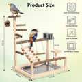 JOINSI Wood Pet Parrot Playground Bird Play Stand Toys Perch with Feeder Cups for Cockatiel Parakeet Lovebirds Conure (Natural)