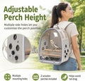 Bird Carrier Backpack for Small Medium Birds, Bird Travel Cage with Adjustable 2 Wooden Perches, Removable Tray, Feeder 