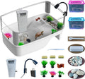 Small Turtle Tank Habitat Kit with Basking Platform, for Turtles, Crayfish, Crab, Aquatic Tortoise Enclosure Starter Aqu